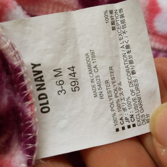 old navy pink floral fleece zip-up hoodie sweatshirt jacket 3-6 months baby girl - Picture 2 of 6
